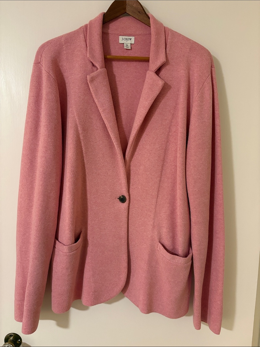 J. Crew Soft Pink Single-Button Knit Blazer